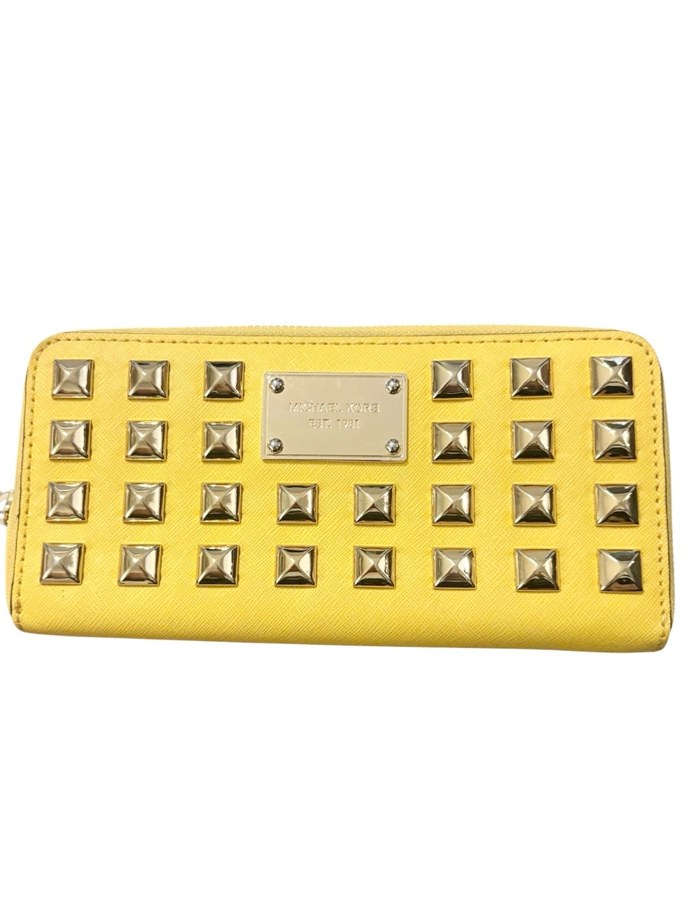 Michael Kors Yellow Studded Zip Wallet